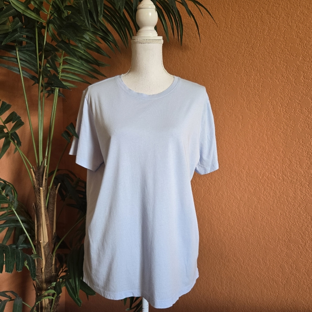 3/$25 Members Mark Crew Neck Short Sleeve Tee Shirt Sky Blue Extra Large Modal